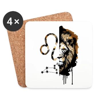 Zodiaque Lion savane afrique - Dessous de verre (lot de 4) - blanc - Devant