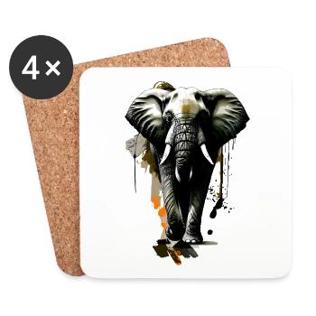 Éléphant savane afrique - Dessous de verre (lot de 4) - blanc - Devant