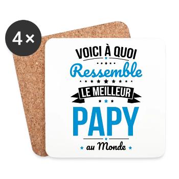 Voici à quoi ressemble le meilleur papy au monde - Dessous de verre (lot de 4) - blanc - Devant