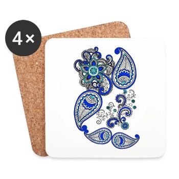 Mandala / Henna cover design - Untersetzer (4er-Set) - Weiß - Vorne