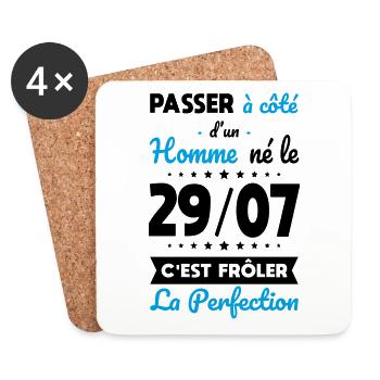 Anniversaire - Né le 29 Juillet Frôler perfection - Dessous de verre (lot de 4) - blanc - Devant
