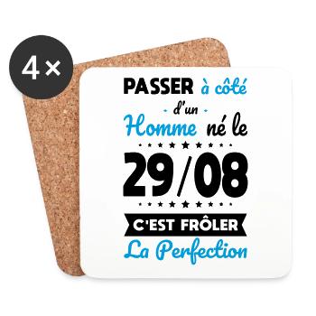 Anniversaire - Né le 29 Août Frôler perfection - Dessous de verre (lot de 4) - blanc - Devant
