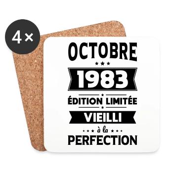 Anniversaire 40 ans - Octobre 1983 Perfection - Dessous de verre (lot de 4) - blanc - Devant