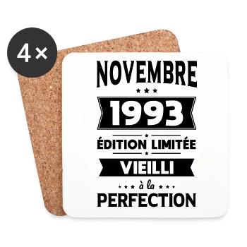 Anniversaire 30 ans - Novembre 1993 Perfection - Dessous de verre (lot de 4) - blanc - Devant