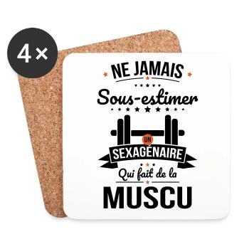 Sous-estimer un sexagénaire qui fait de la muscu - Dessous de verre (lot de 4) - blanc - Devant