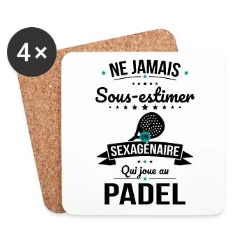 Sous-estimer un sexagénaire qui joue au padel - Dessous de verre (lot de 4) - blanc - Devant