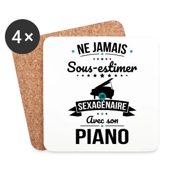 Sous-estimer un sexagénaire avec son piano - Dessous de verre (lot de 4) - blanc - Devant