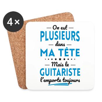 Plusieurs dans tête Guitariste l'emporte toujours - Dessous de verre (lot de 4) - blanc - Devant