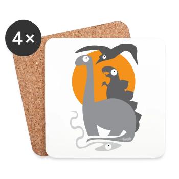 Dino Dinosaure ! Dinosaure préhistorique amusant pour les enfants - Dessous de verre (lot de 4) - blanc - Devant