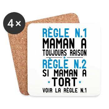 Maman a toujours raison - Idée Cadeau Humour - Dessous de verre (lot de 4) - blanc - Devant