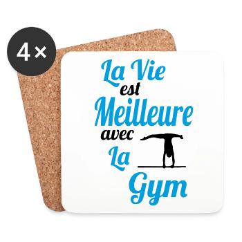 La vie est meilleure avec la Gym - Idée Cadeau - Dessous de verre (lot de 4) - blanc - Devant