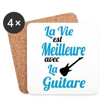 La vie est meilleure avec la Guitare - Cadeau - Dessous de verre (lot de 4) - blanc - Devant