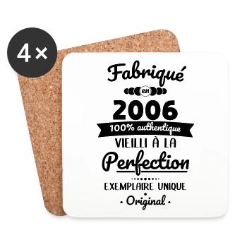 Anniversaire 18 ans - Fabriqué en 2006 Original - Dessous de verre (lot de 4) - blanc - Devant