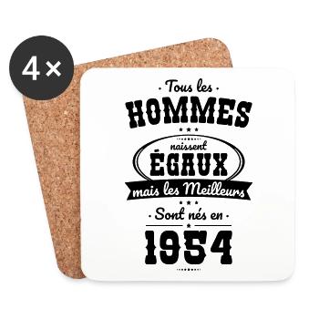 Anniversaire 70 ans - Meilleurs sont nés en 1954 - Dessous de verre (lot de 4) - blanc - Devant