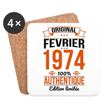 Anniversaire 50 ans - Original - Février 1974 - Dessous de verre (lot de 4) - blanc - Devant
