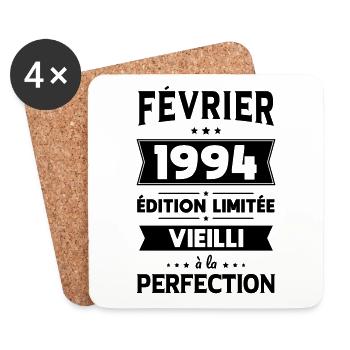 Anniversaire 30 ans - Février 1994 Perfection - Dessous de verre (lot de 4) - blanc - Devant