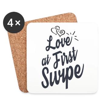Love at First Swipe, Liebes Spruch, Verliebt sein. - Untersetzer (4er-Set) - Weiß - Vorne