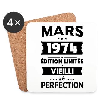 50th Anniversary - March 1974 Perfection - Coasters (set of 4) - white - Front