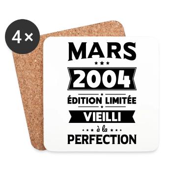 Anniversaire 20 ans - Mars 2004 Perfection - Dessous de verre (lot de 4) - blanc - Devant