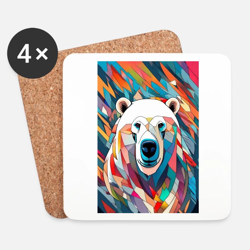 Eisbär Polarbär Bunt - Untersetzer (4er-Set) - Weiß