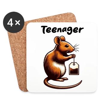 SACHET DE THÉ ADOLESCENT RONGEUR SOURIS RAT ANIMAL - Dessous de verre (lot de 4) - blanc - Devant