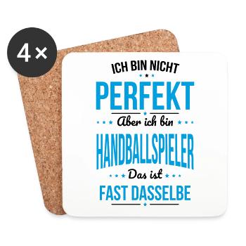 Ich bin nicht perfekt aber ich bin Handballspieler - Untersetzer (4er-Set) - Weiß - Vorne