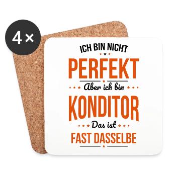 Ich bin nicht perfekt aber ich bin Konditor - Untersetzer (4er-Set) - Weiß - Vorne