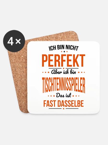 Nicht perfekt aber ich bin Tischtennisspieler - Untersetzer (4er-Set) - Weiß