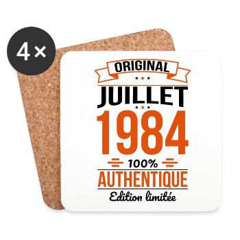 40-jähriges Jubiläum - Original - Juli 1984 - Untersetzer (4er-Set) - Weiß - Vorne