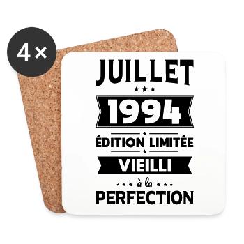 Anniversaire 30 ans - Juillet 1994 Perfection - Dessous de verre (lot de 4) - blanc - Devant