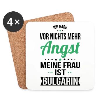 Meine Frau ist Bulgarin - Geschenkidee Humor - Untersetzer (4er-Set) - Weiß - Vorne