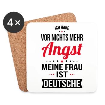 My Wife Is German - Gift Idea Humor - Coasters (set of 4) - white - Front
