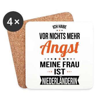 Meine Frau ist Niederländerin - Geschenkidee Humor - Untersetzer (4er-Set) - Weiß - Vorne