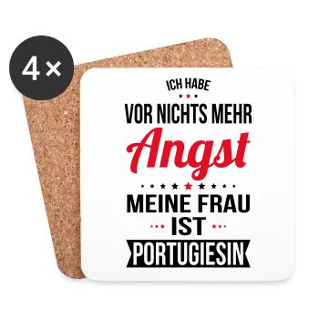 Ma femme est portugaise - idée cadeau humour - Dessous de verre (lot de 4) - blanc - Devant
