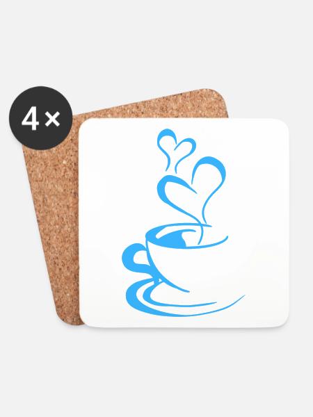 Blue Coffee Mug - Coasters (set of 4) - white