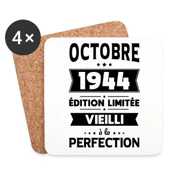 80th Birthday - October 1944 Perfection - Coasters (set of 4) - white - Front