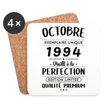 Anniversaire 30 ans - Octobre 1994 Perfection - Dessous de verre (lot de 4) - blanc - Devant