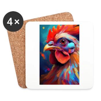A Colorful Chicken Portrait 3 - Coasters (set of 4) - white - Front