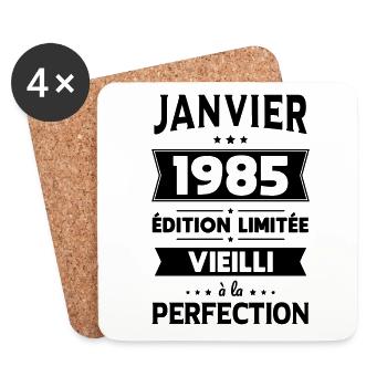 Anniversaire 40 ans - Janvier 1985 Perfection - Dessous de verre (lot de 4) - blanc - Devant