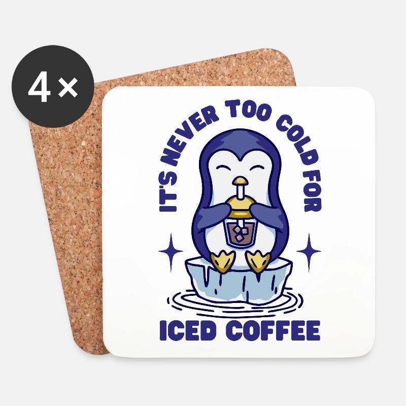 Für Eiskaffee ist es nie zu kalt - Untersetzer (4er-Set) - Weiß