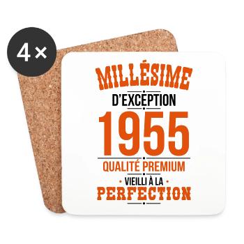 70th anniversary - Exceptional vintage 1955 - Coasters (set of 4) - white - Front