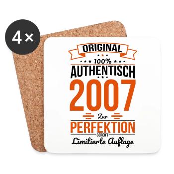 18. Geburtstag - Original 2007 100% Authentisch - Untersetzer (4er-Set) - Weiß - Vorne