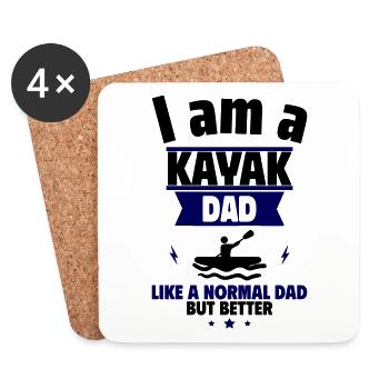 Ich bin ein Papa Kajakfahrer: Vatertagsgeschenk - Untersetzer (4er-Set) - Weiß - Vorne