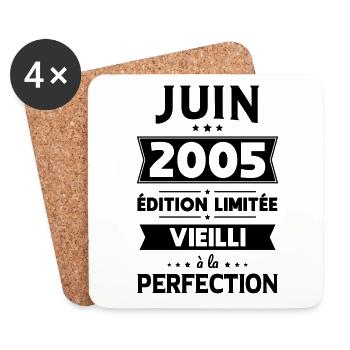 Anniversaire 20 ans - Juin 2005 Perfection - Dessous de verre (lot de 4) - blanc - Devant
