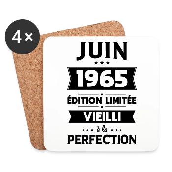 Anniversaire 60 ans - Juin 1965 Perfection - Dessous de verre (lot de 4) - blanc - Devant