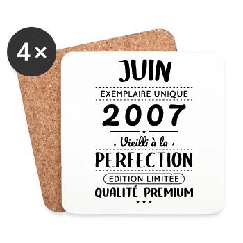 18th Birthday - June 2007 Perfection - Coasters (set of 4) - white - Front