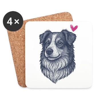 Australian Shepherd – Smart, Schnell & Schön - Untersetzer (4er-Set) - Weiß - Vorne