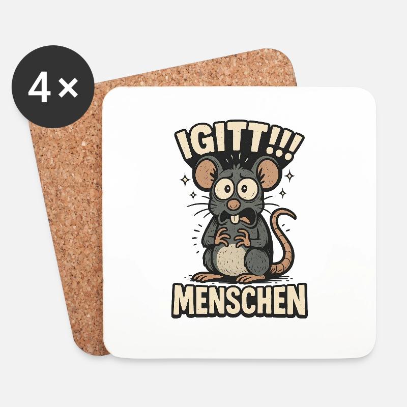 Igitt ich hasse Menschen lustiger Spruch - Untersetzer (4er-Set) - Weiß