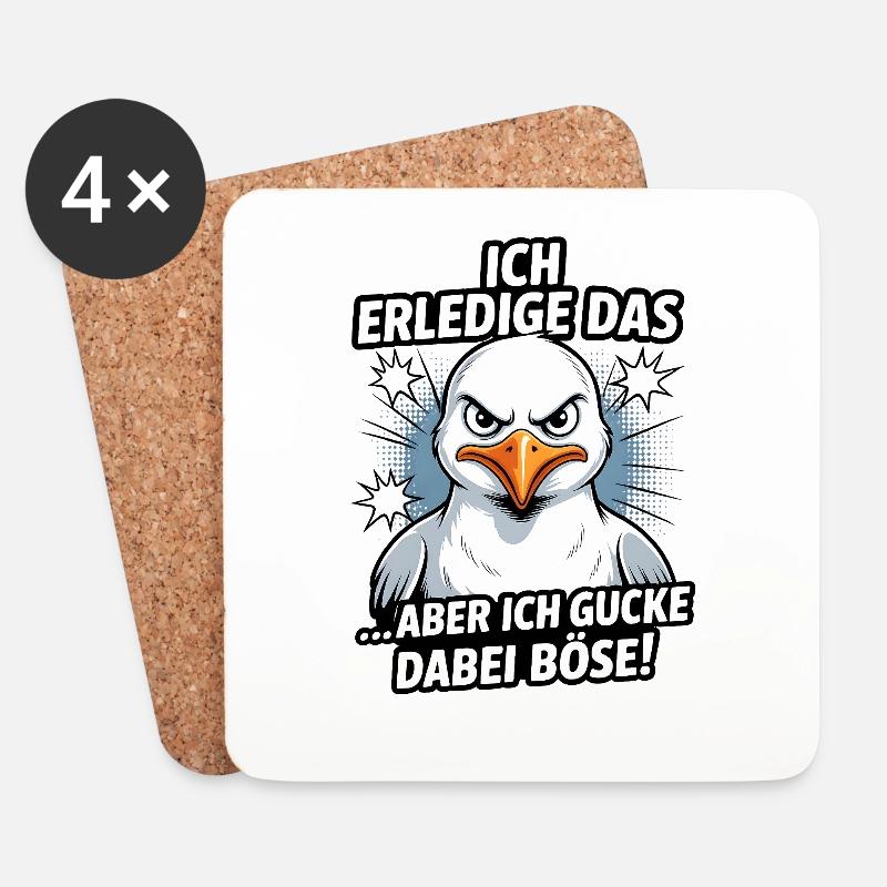 Ich mach das aber ich gucke dabei böse Möwe - Untersetzer (4er-Set) - Weiß