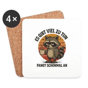 Raccoon there is a lot of work to do - Coasters (set of 4) - white - Front